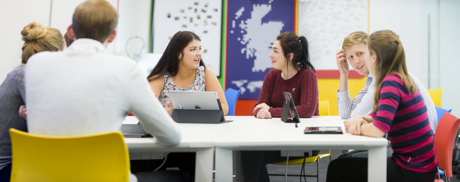group of young people working together at Inverness Campus