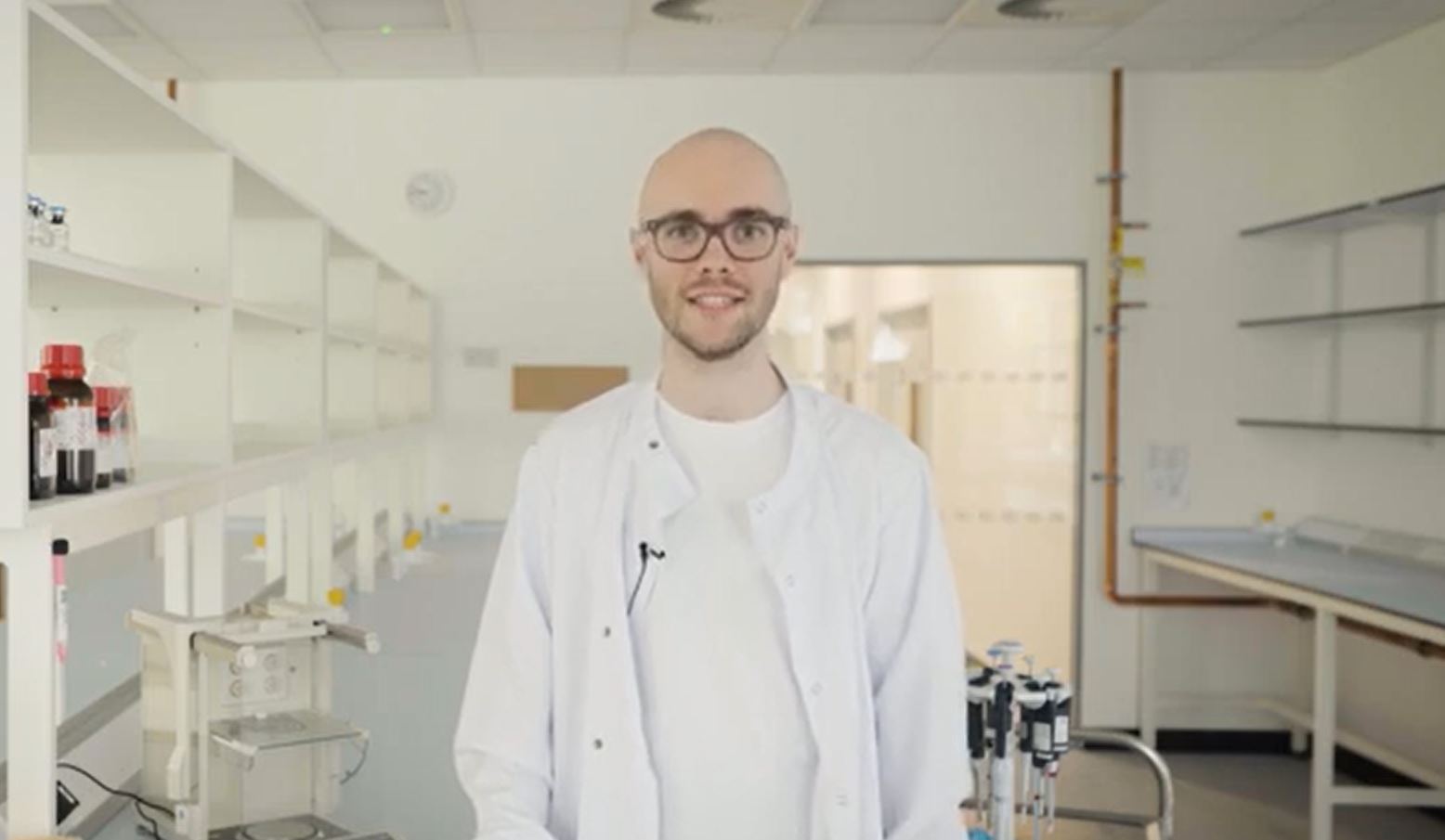 Dominic Huggan of Aseptium in the lab at inverness Campus